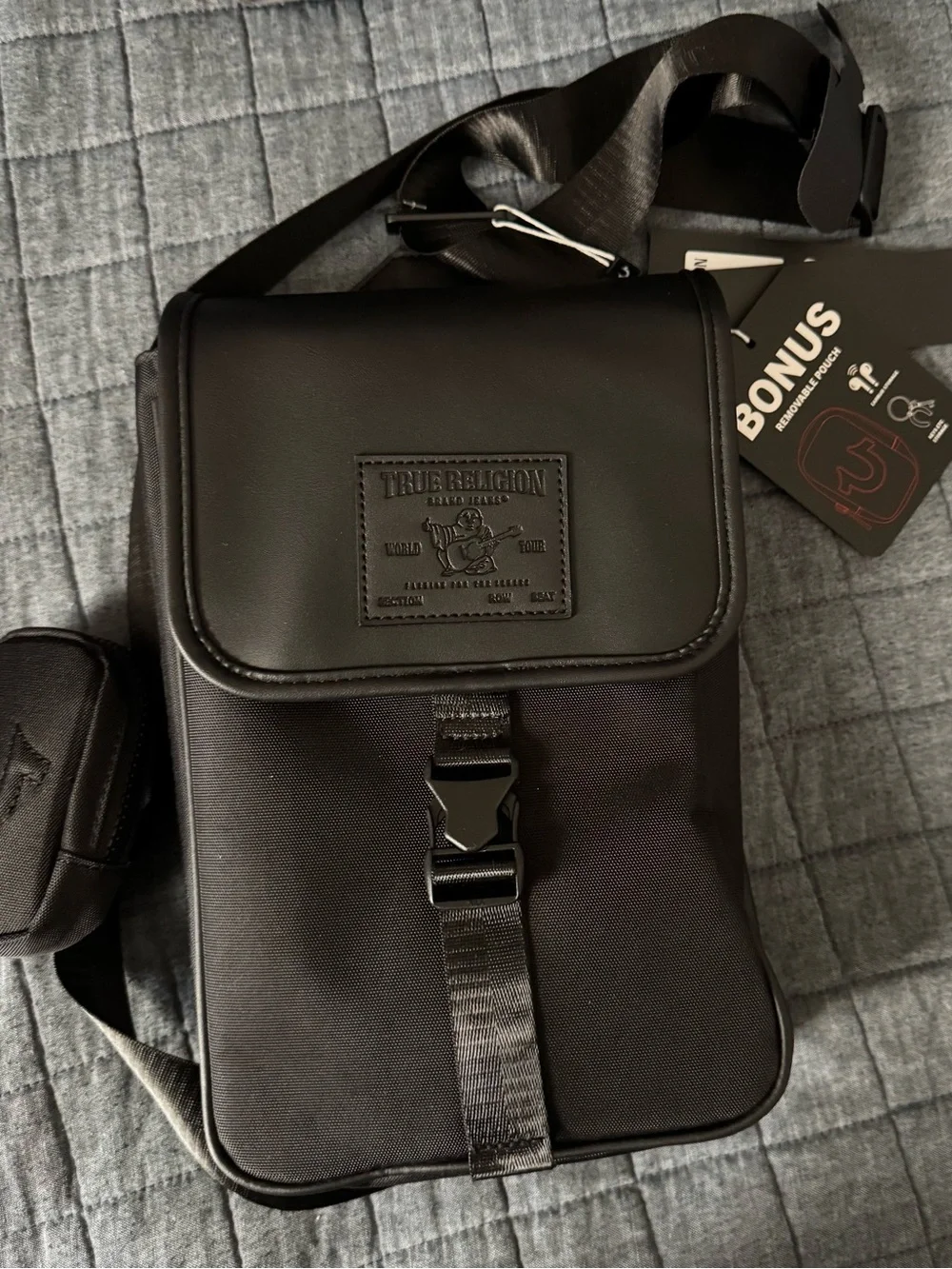 True Religion Black Men’s Messenger Crossbody Bag